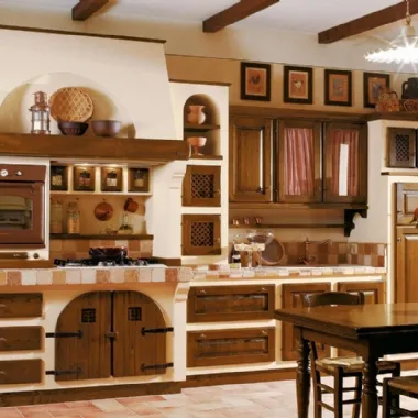 Cucina in Muratura Mastro Giuseppe in legno finitura Castagno di Le Cucine dei Mastri