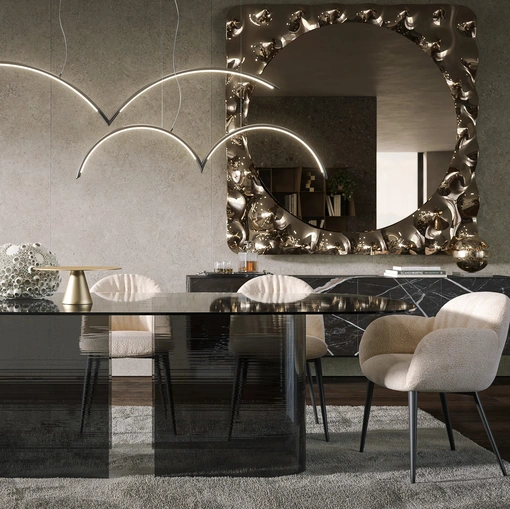 Specchiera Afrodite maxi con cornice in vetro fuso di Tonin Casa