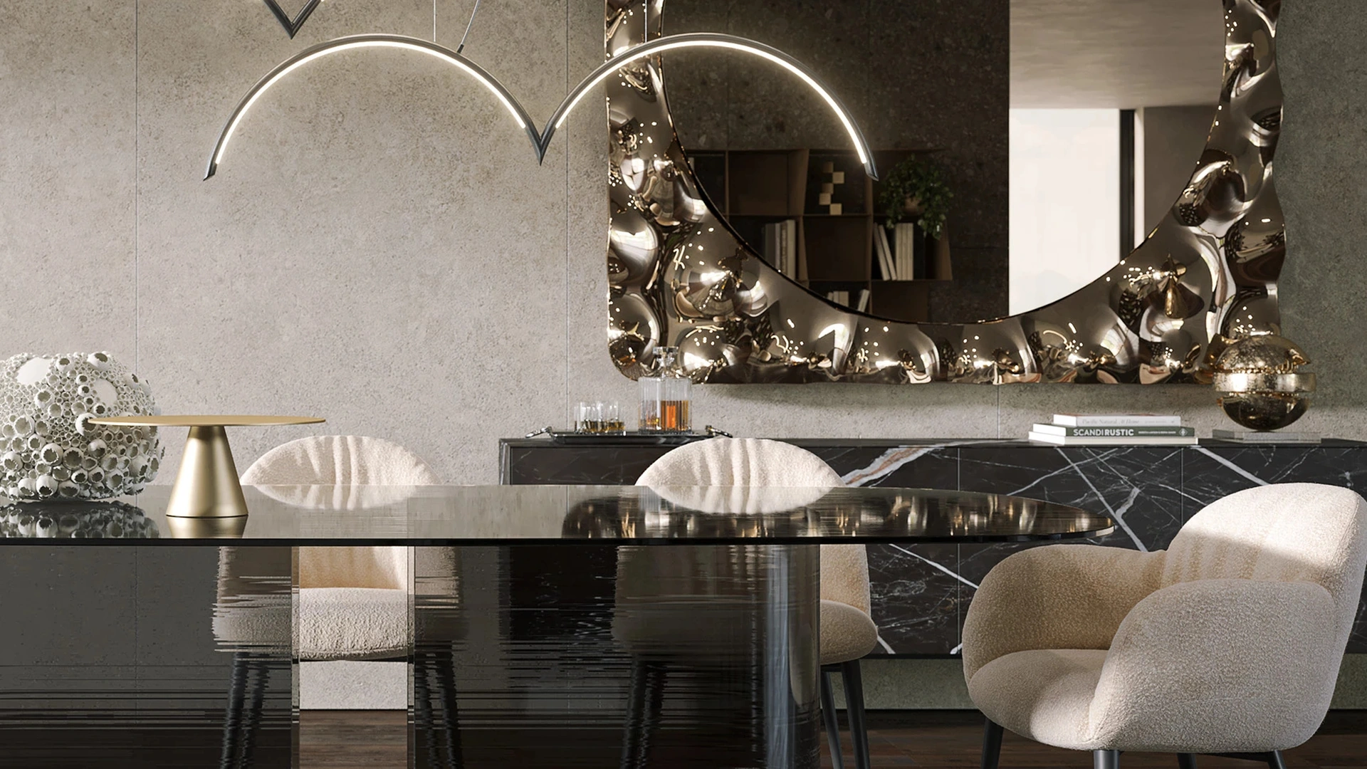 Specchiera Afrodite maxi con cornice in vetro fuso di Tonin Casa