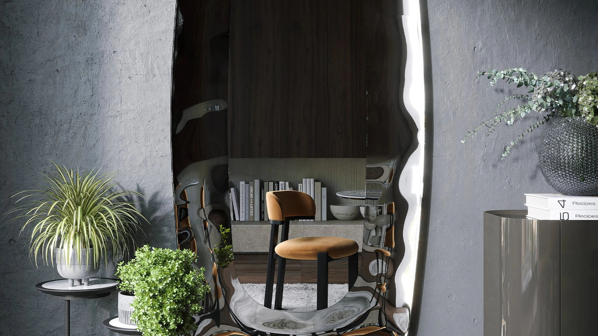 Specchio Eos con cornice in vetro fuso di Tonin Casa