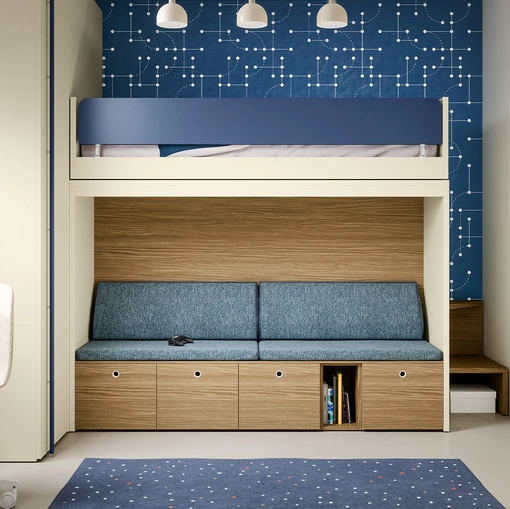 Cameretta con letti a castello Skid di Nidi