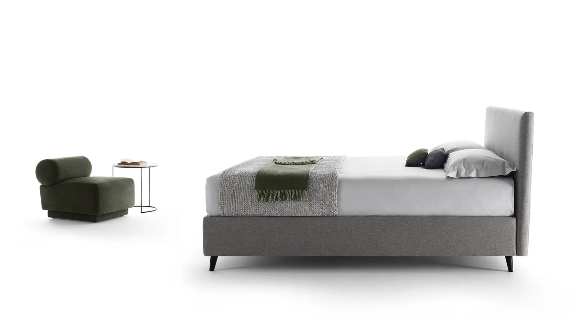 Letto in tessuto con contenitore Arata di Rosini Night