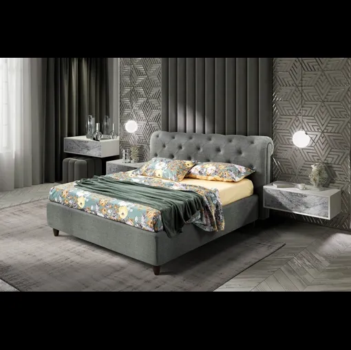 Letto in tessuto con testiera capitonnè Boheme di Artigianaletti