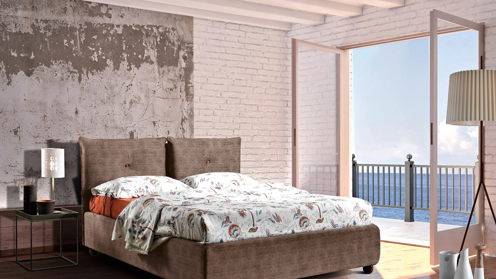 Letto imbottito Clay di Artigianaletti