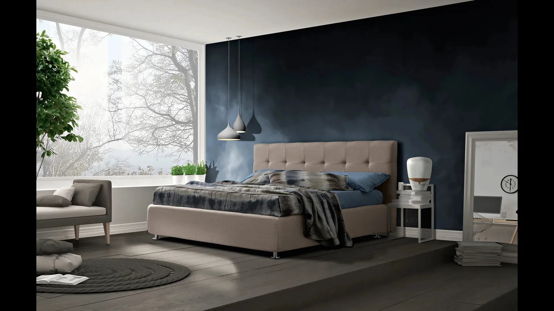 Letto matrimoniale con testiera trapuntata Domino di Artigianaletti