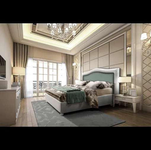 Letto in tessuto con testiera sagomata Nabucco di Artigianaletti