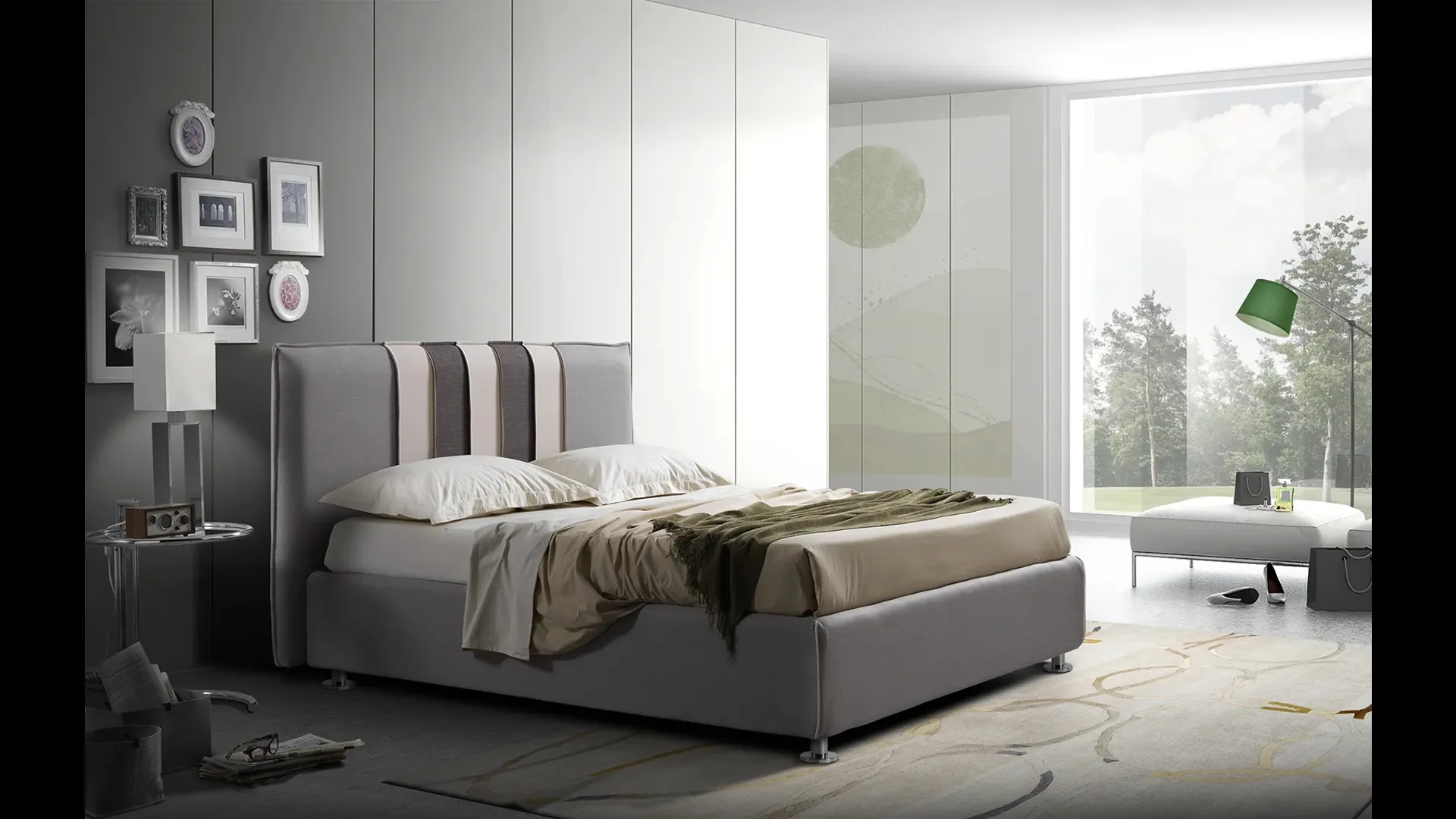 Letto Stripes in ecopelle di Artigianaletti