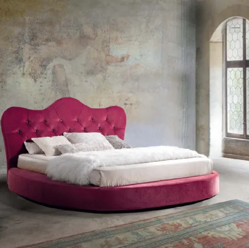 Letto tondo in tessuto con testiera sagomata Bacio di Lettissimi