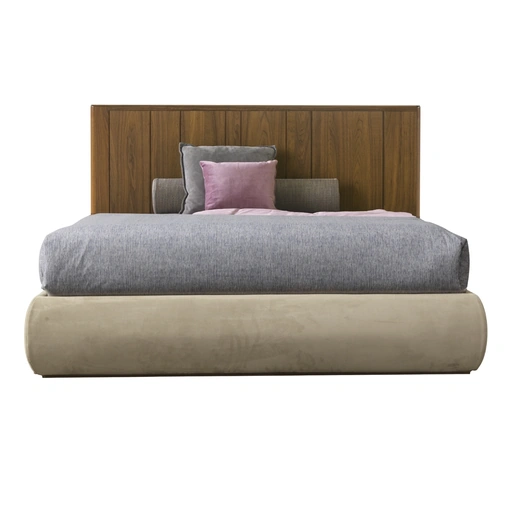 Letto Domino con testiera in legno e box contenitore di Modesign