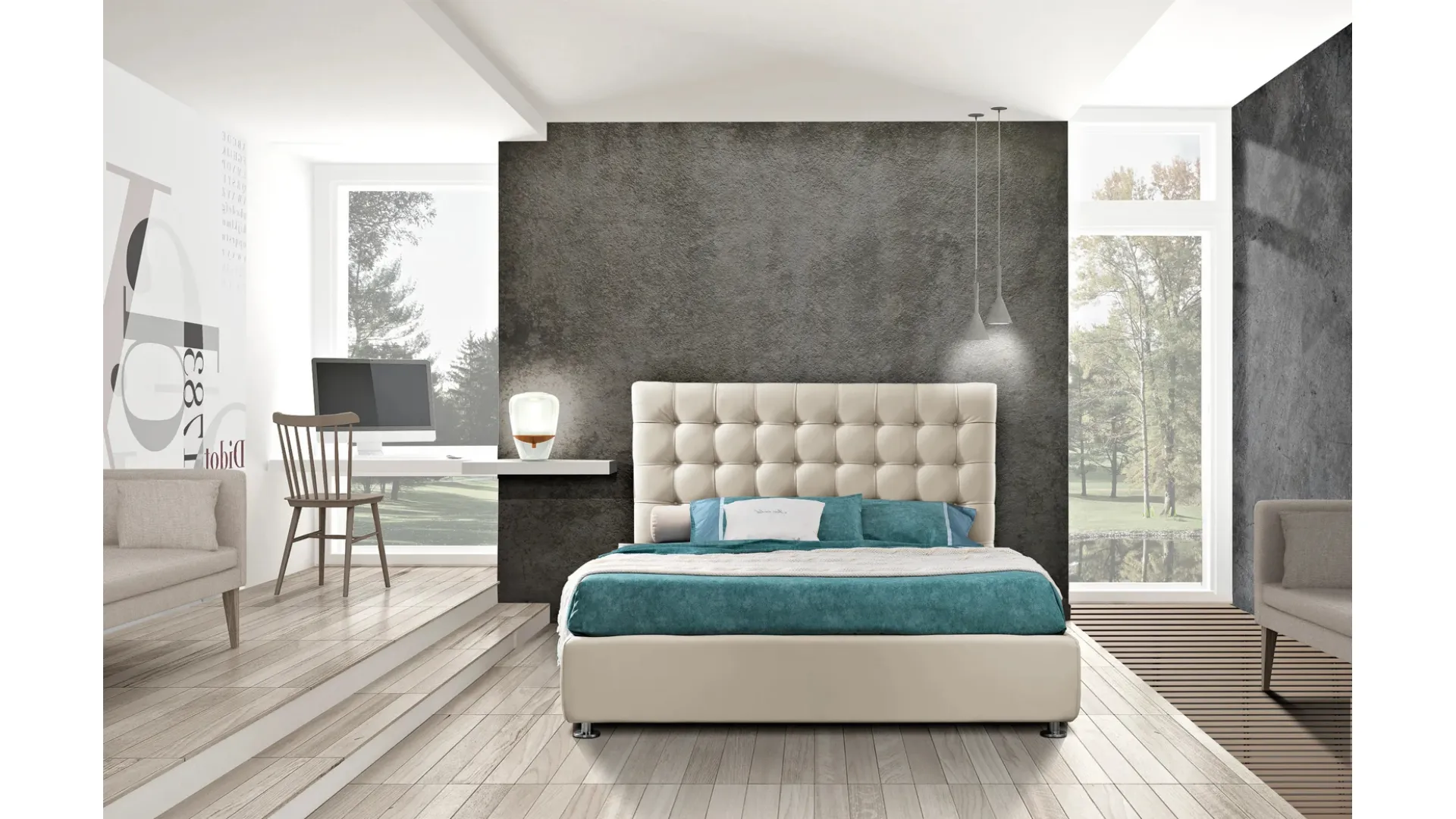Letto in tessuto Eden Alto di Artigianaletti