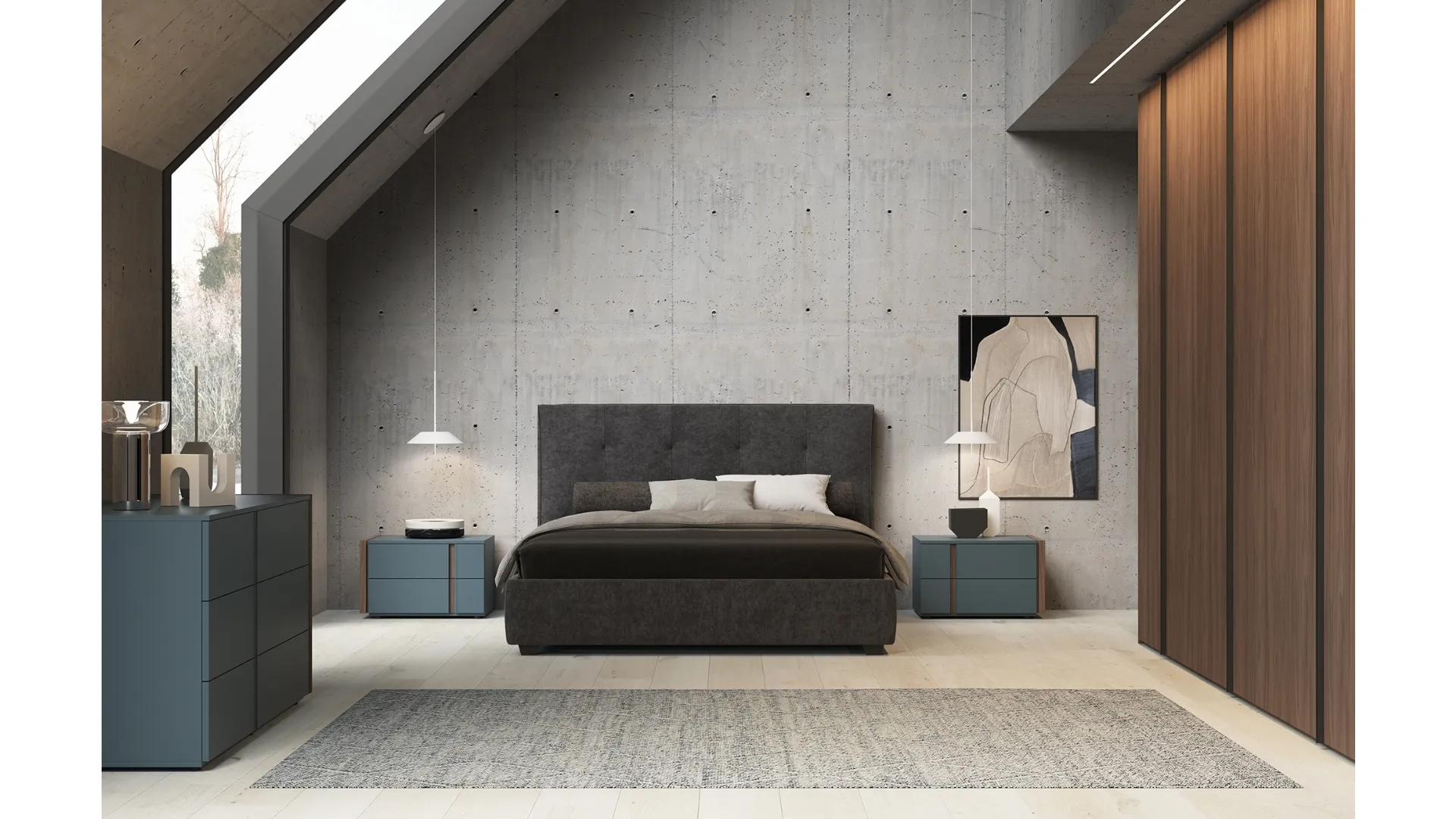 Letto in tessuto con testiera Snap di Favero