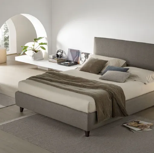 Letto in tessuto imbottito con box contenitore Mood di V&Nice