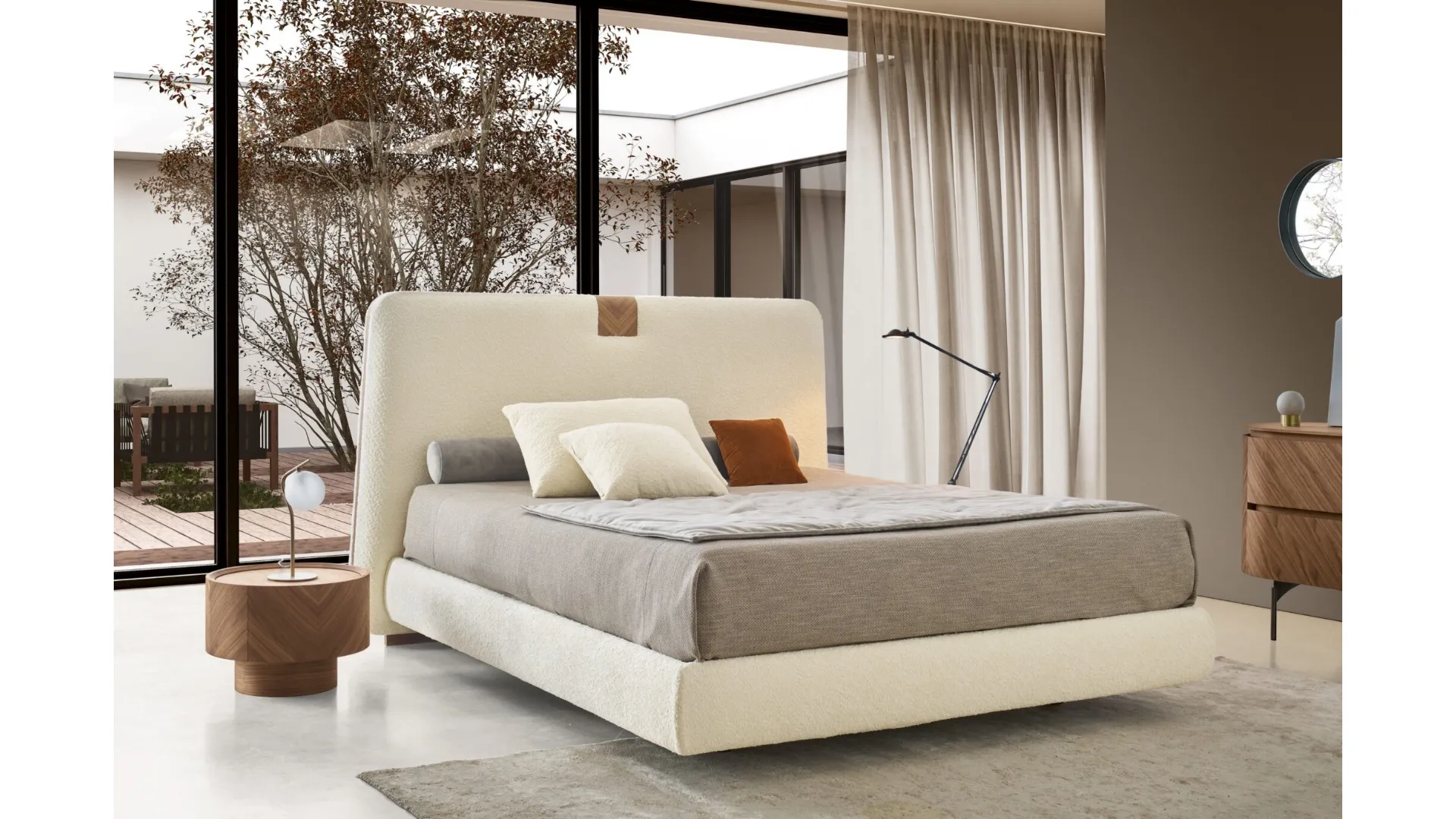Letto Onigiri Fluttuante in tessuto imbottito di Modesign