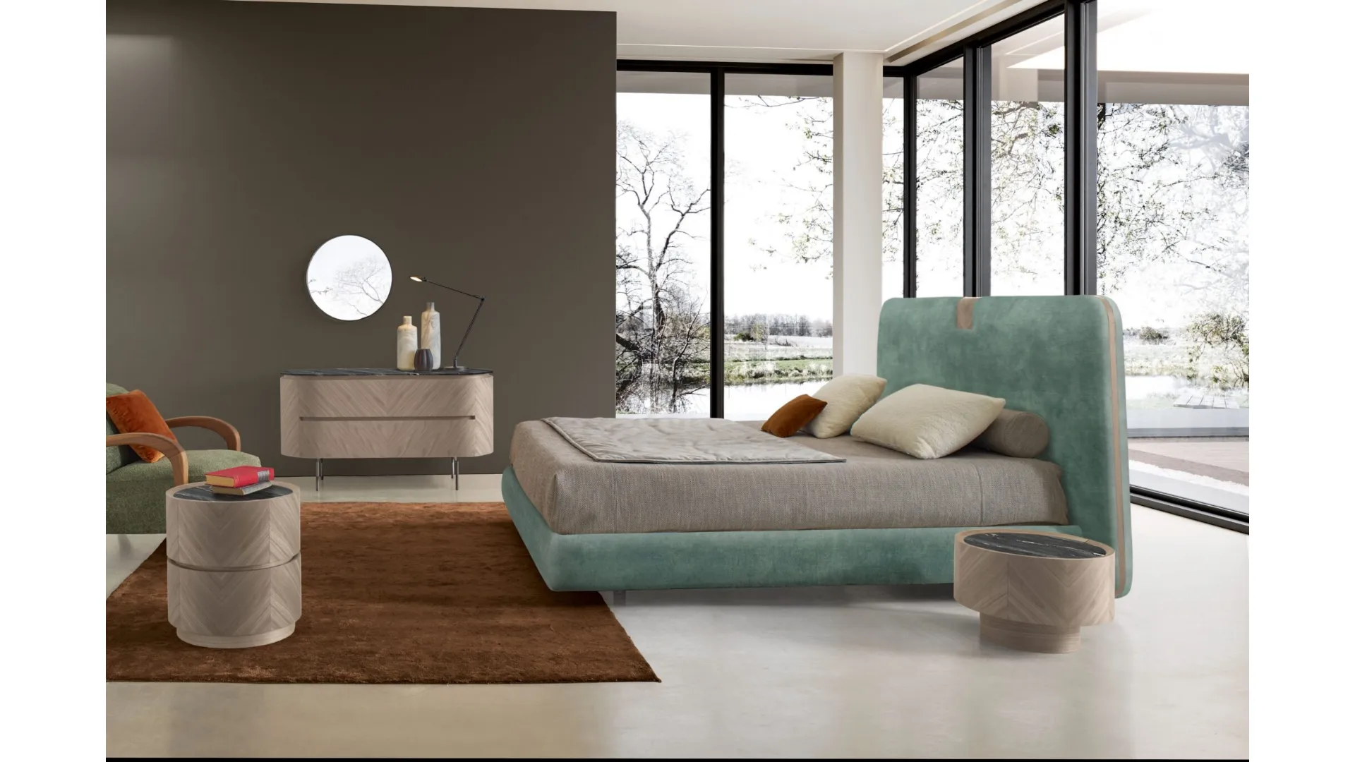 Letto Onigiri Fluttuante in tessuto imbottito di Modesign