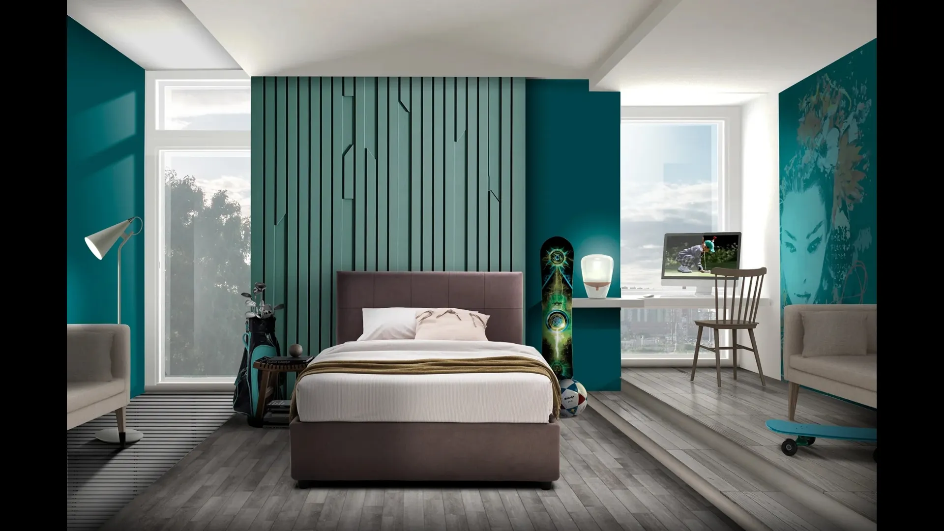 Letto singolo in tessuto Elba di Artigianaletti