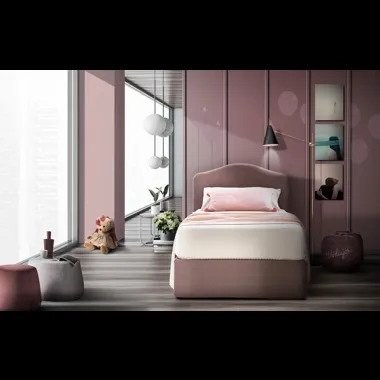 Letto in tessuto con testiera sagomata Lipari di Artigianaletti