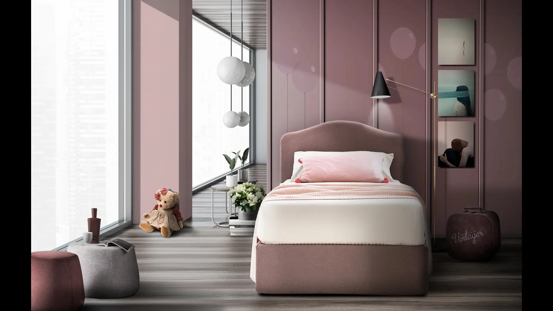 Letto in tessuto con testiera sagomata Lipari di Artigianaletti