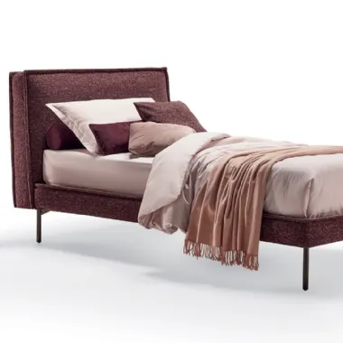 Letto singolo in tessuto con testiera imbottita Helios di Rosini Night
