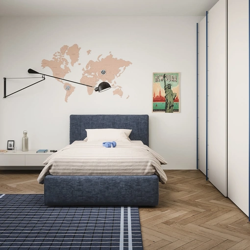 Letto singolo Swell con contenitore di Nidi