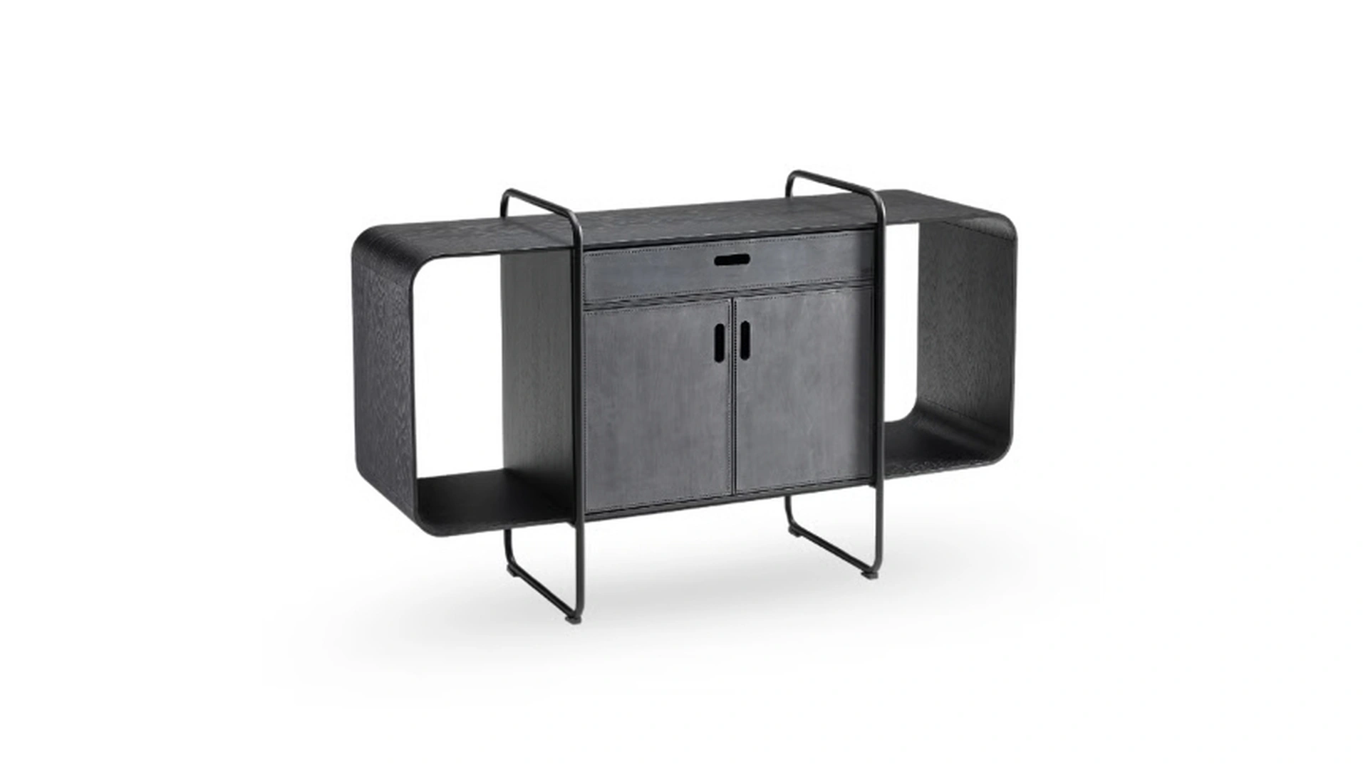 Madia Apelle con struttura in metallo e ante rivestite in pelle di Midj