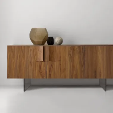 Madia in noce canaletto con base in vetro Book di Modesign