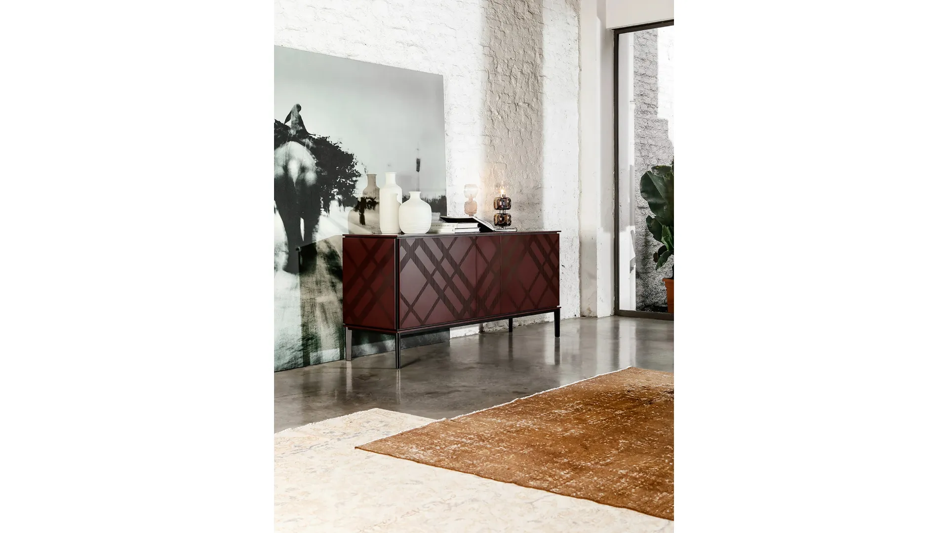 Madia Tartan in legno serigrafato di Tonin Casa