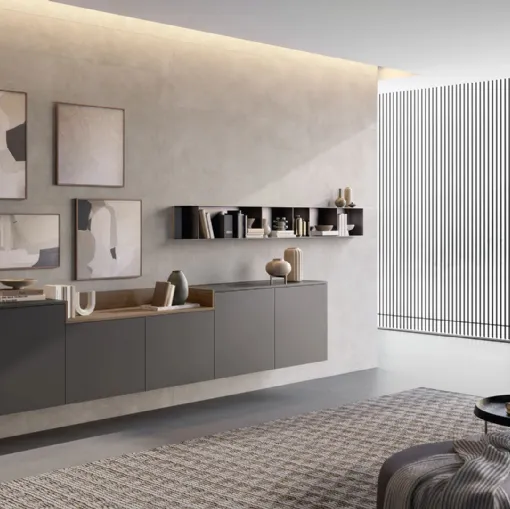 Mobile sospeso Living Time in laccato opaco di Arredo3