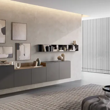 Mobile sospeso Living Time in laccato opaco di Arredo3