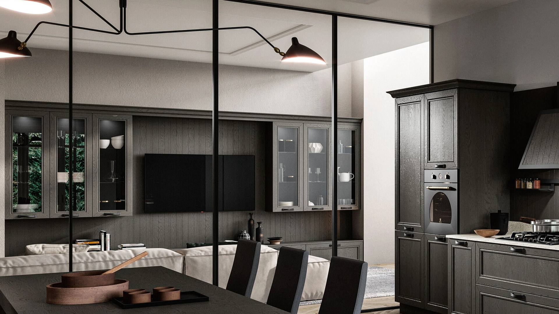 Parete Attrezzata Living Opera in massello di frassino di Arredo3