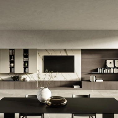 Parete Attrezzata Modula Composizione 01 in legno impiallacciato di Snaidero