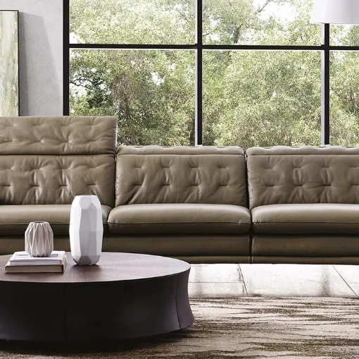 Divano lineare in pelle Hollywood di Nicoletti Home