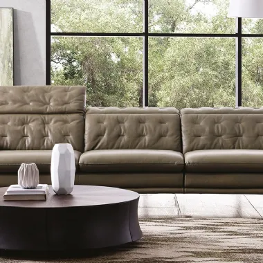 Divano lineare in pelle Hollywood di Nicoletti Home