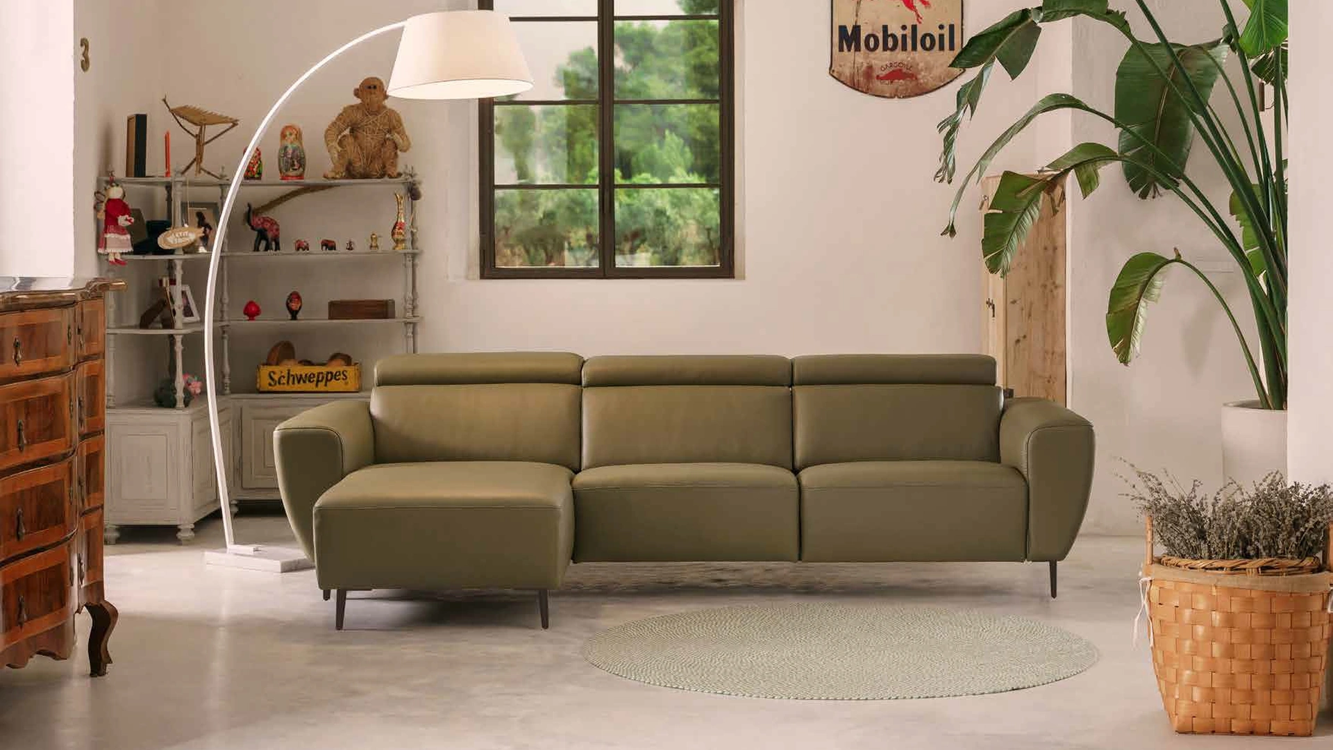 Divano relax Loft in pelle con penisola di Nicoletti Home