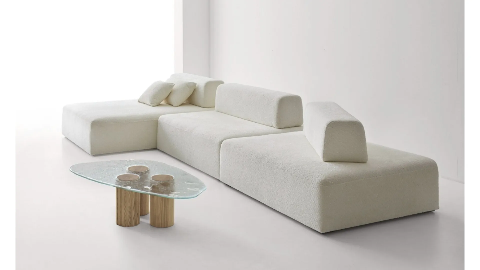 Divano in tessuto con penisola Penta di Modesign