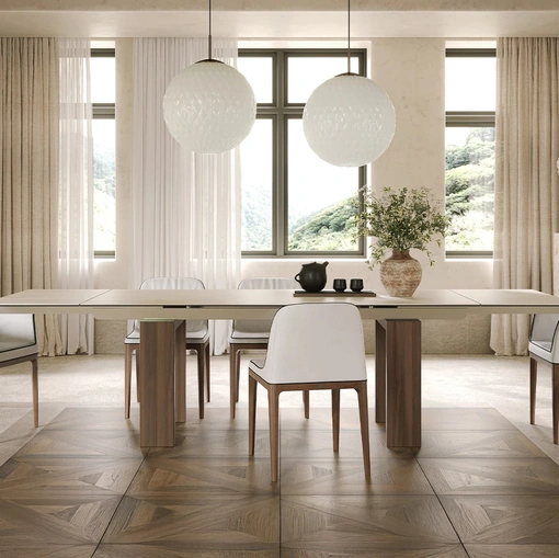 Tavolo Brooklyn in gres Travertino di Tonin Casa