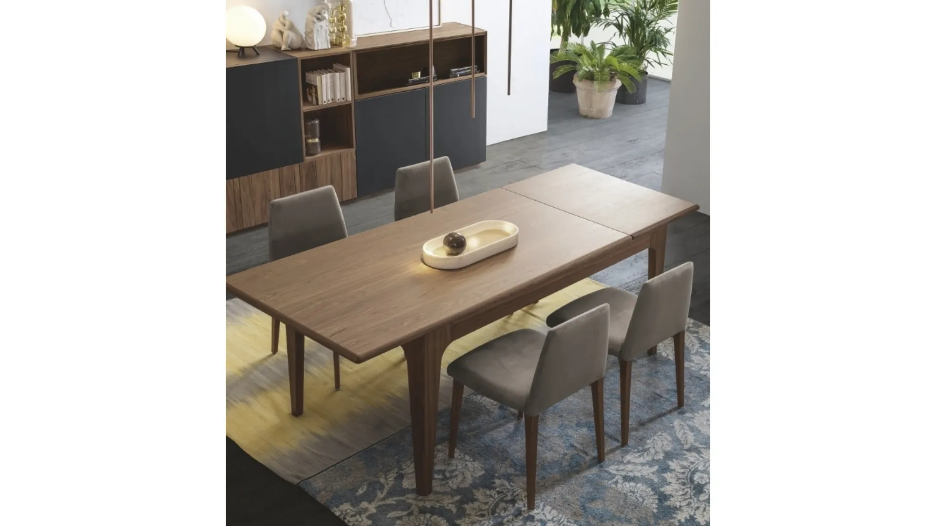 Tavolo allungabile in noce canaletto Domino di Modesign