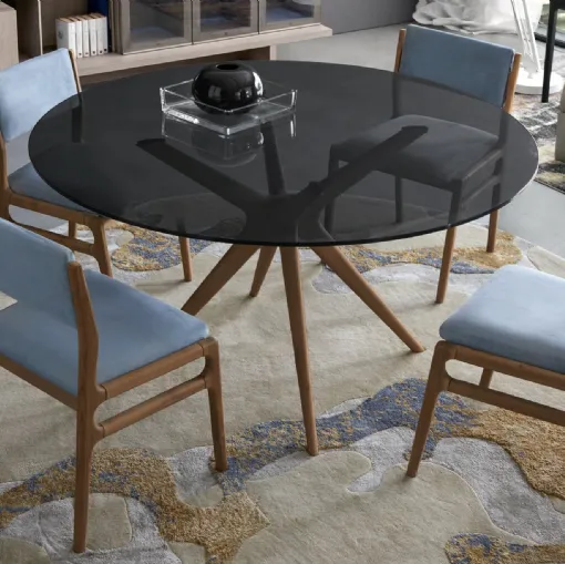 Tavolo rotondo Foster con top in vetro di Modesign