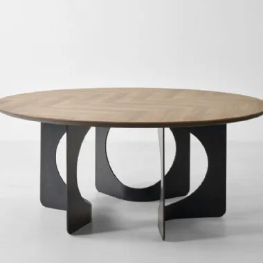 Tavolo Hole Rotondo con top in legno di Modesign