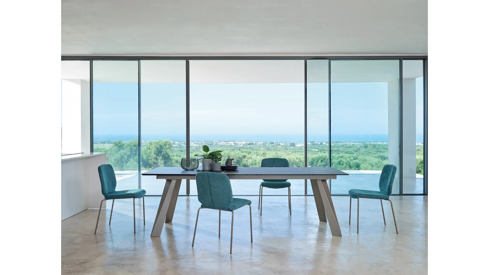 Tavolo allungabile Levante T54 con top in ceramica di Friulsedie