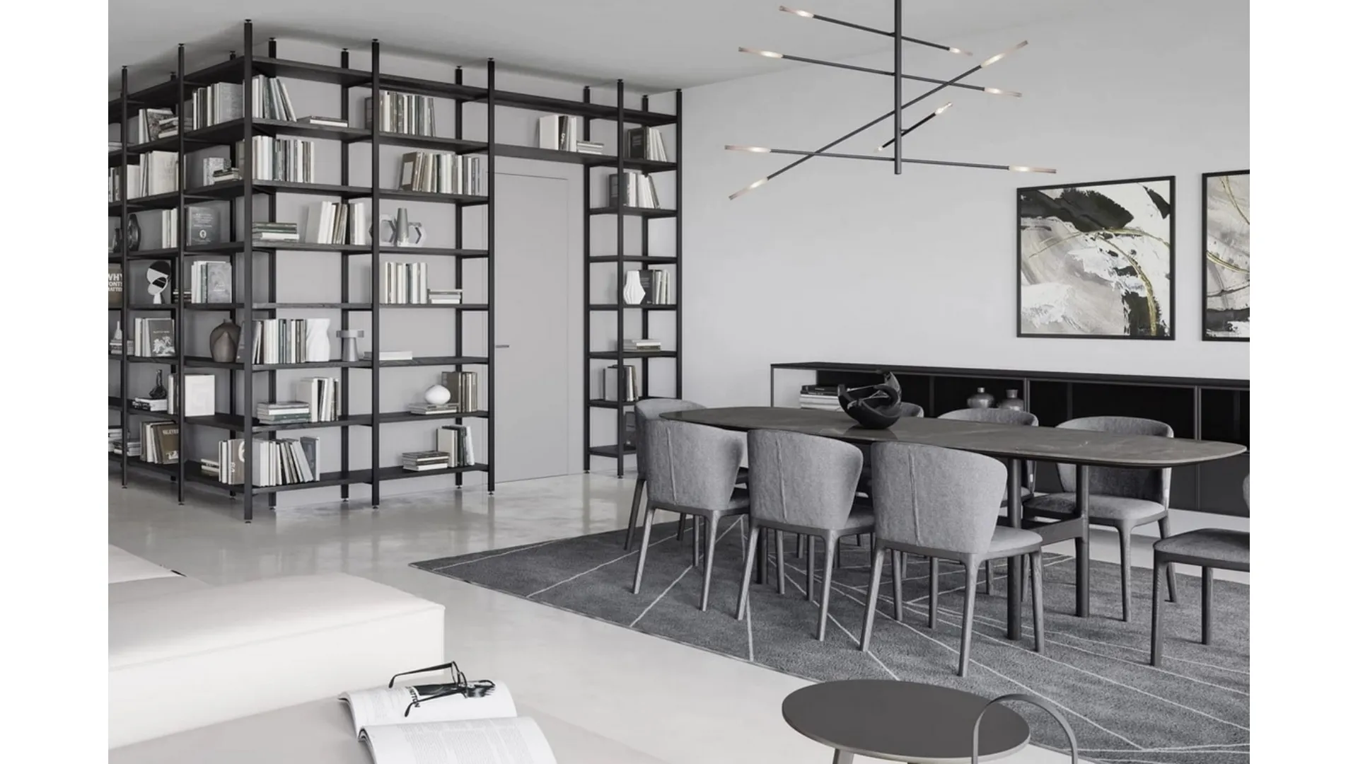 Tavolo Torii con top in marmo Grigio e base in legno di Novamobili