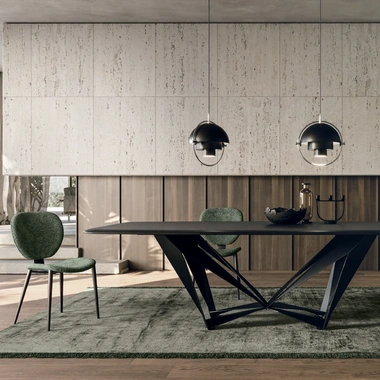 Tavolo in impiallacciato frassino tinto carbone Papillon di Sedit