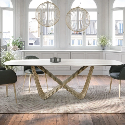 Tavolo Tenso con top in gres travertino di Tonin Casa