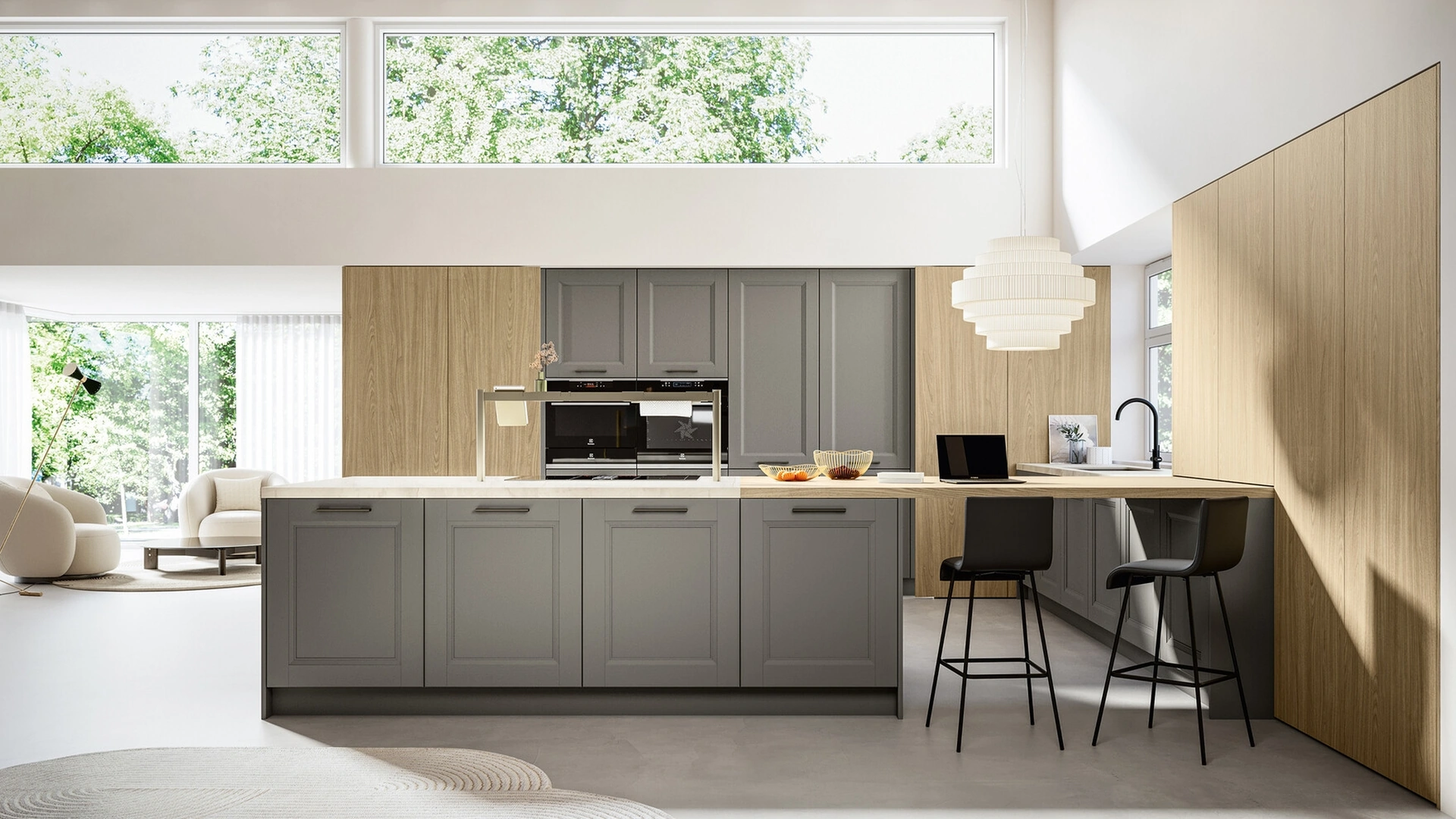 Cucina Classica con penisola Gioiosa 01 in laccato e laminato di Arredo3