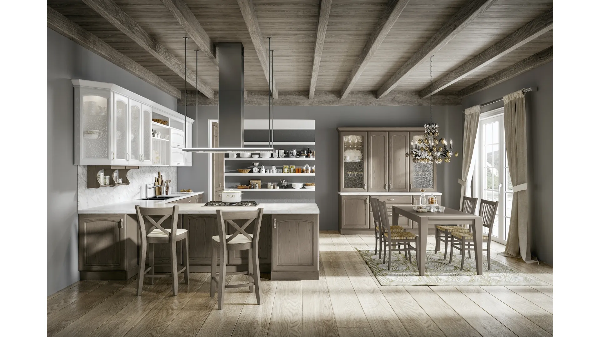 Cucina Classica Cantica con penisola di Home Cucine
