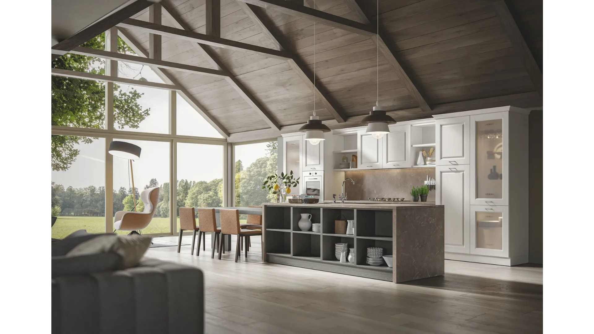 Cucina Classica Contea con isola di Home Cucine