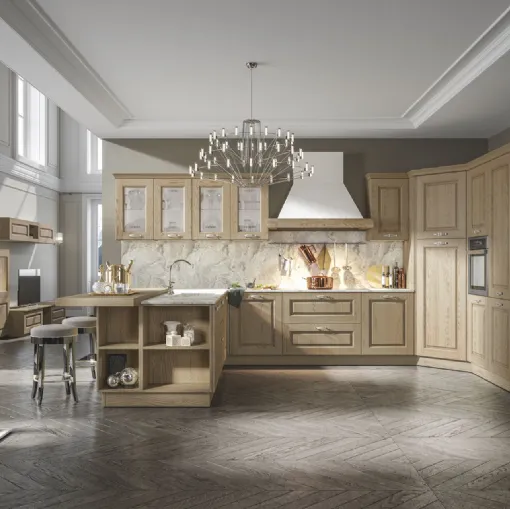 Cucina Classica in Frassino angolare e top Palladio con penisola Contea 07 di Home Cucine