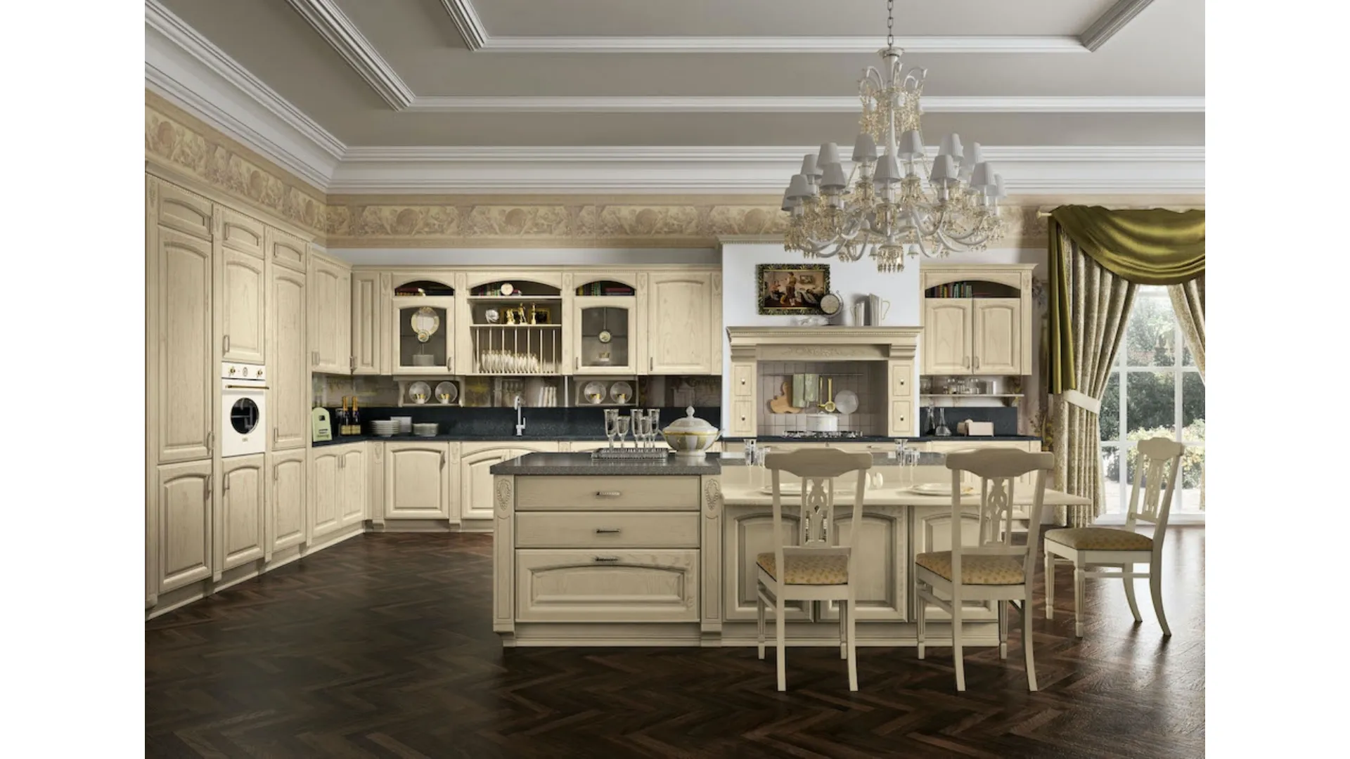 Cucina Classica Gold Elite con isola di Home Cucine