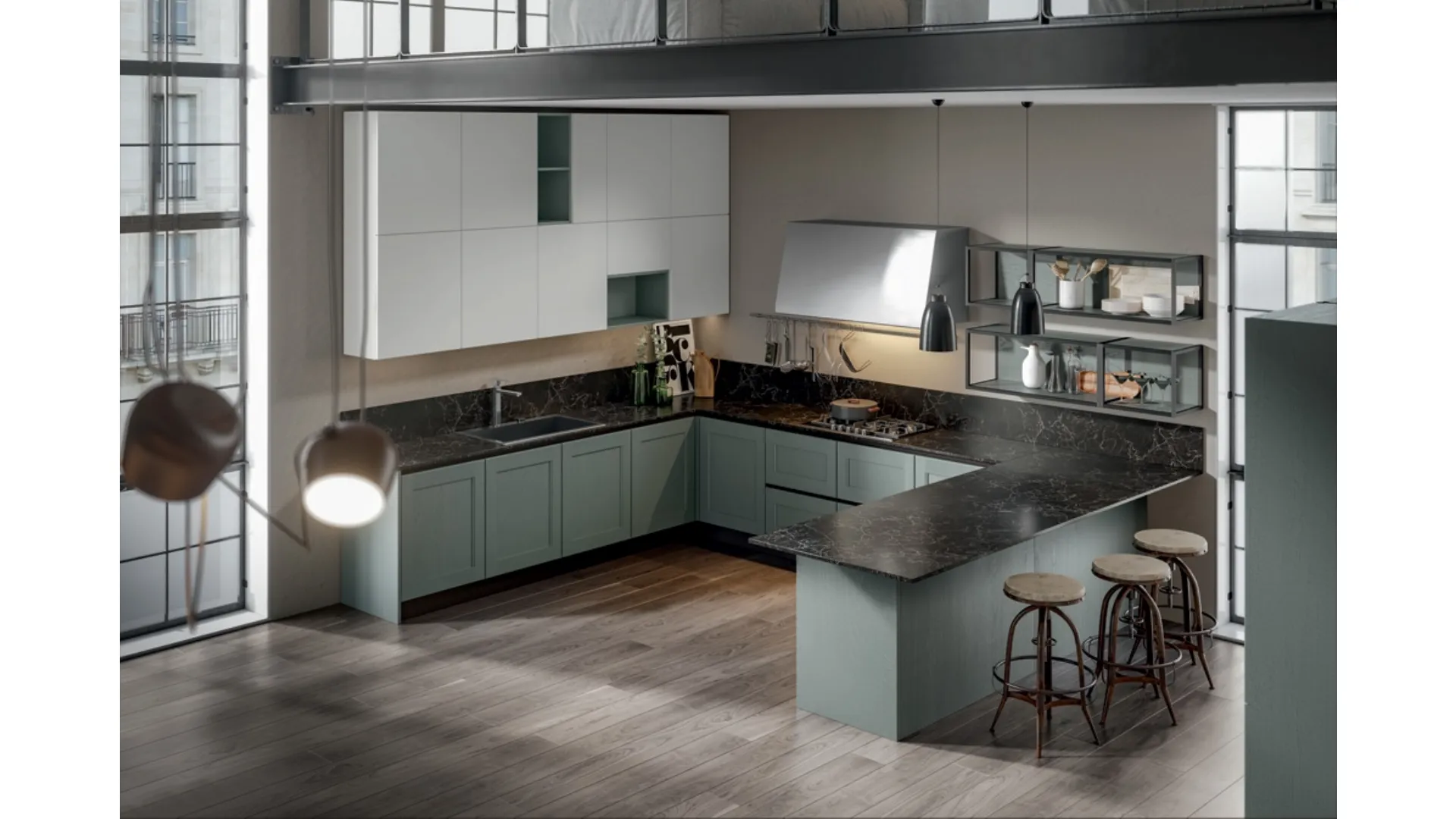 Cucina Classica Olimpia con penisola di Home Cucine