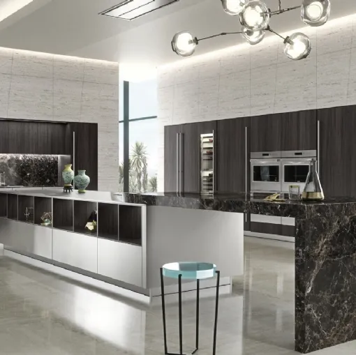Cucina Design Opera Acciaio e Eucalipto di Snaidero