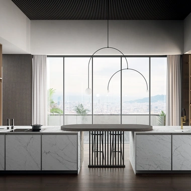 Cucina Moderna con penisola Kronos 01 in laminam di Arredo3